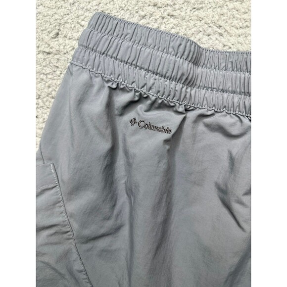 Columbia running Shorts Sz large gray/aqua trim one pocket - Picture 6 of 8